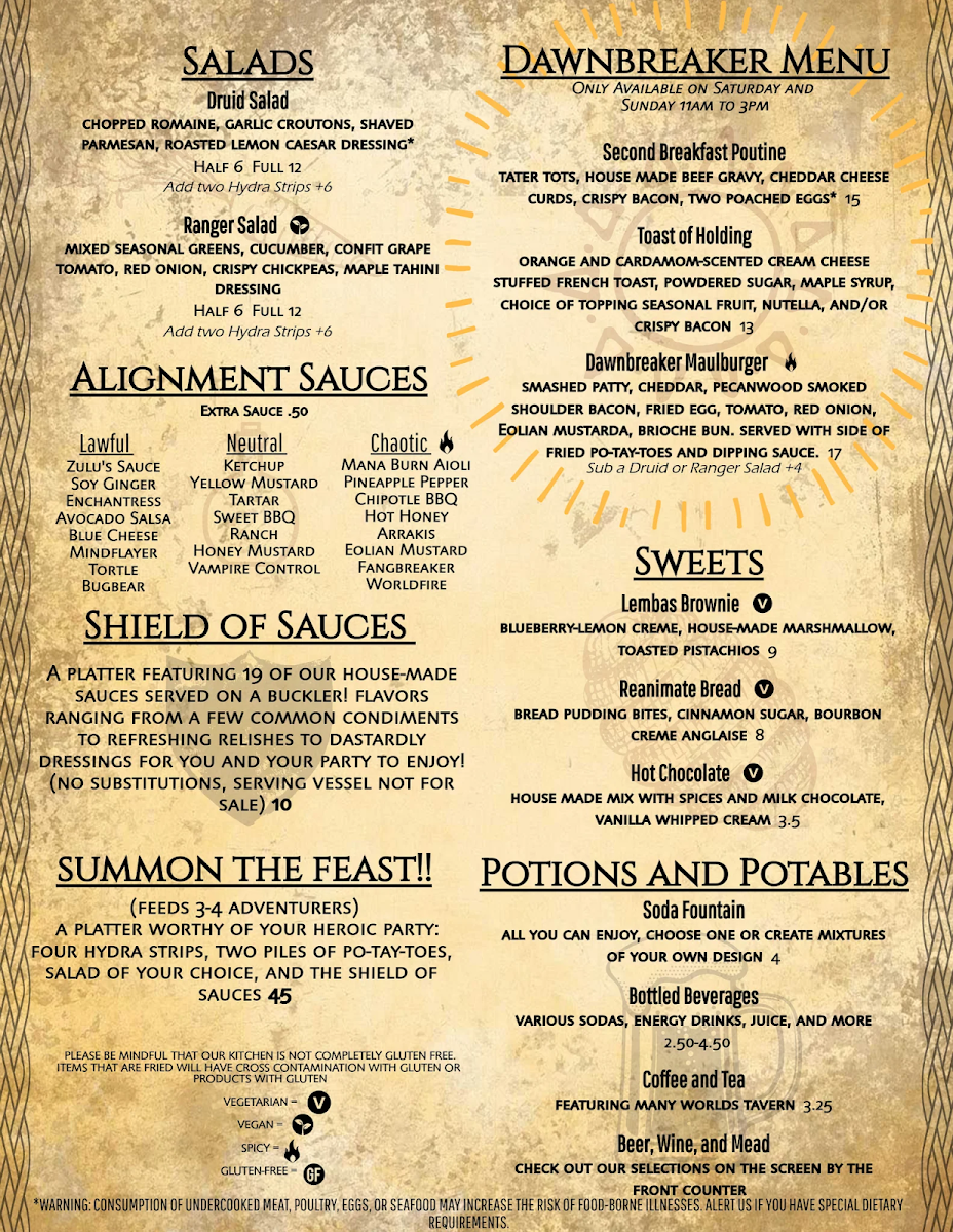Zulu's Board Game Cafe Menu - Image 4