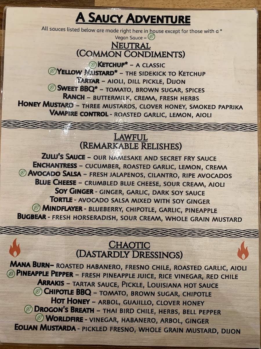 Zulu's Board Game Cafe Menu - Image 5