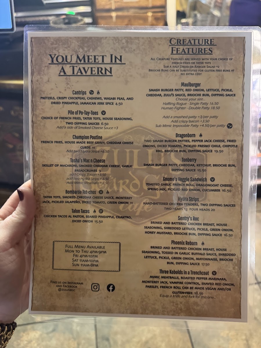 Zulu's Board Game Cafe Menu - Image 6